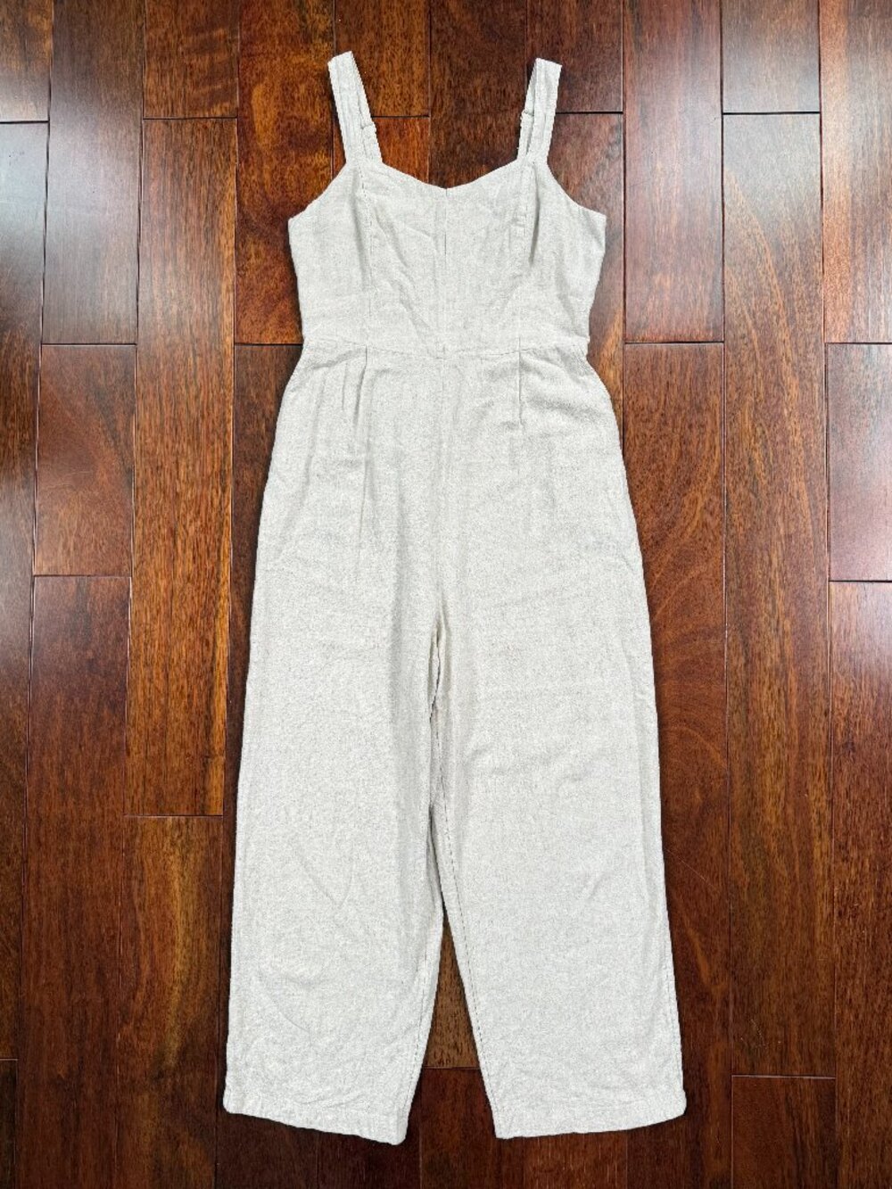 Old Navy Linen-Blend Jumpsuit Romper Beige Size M Cami Strap Boho Beach Cottage